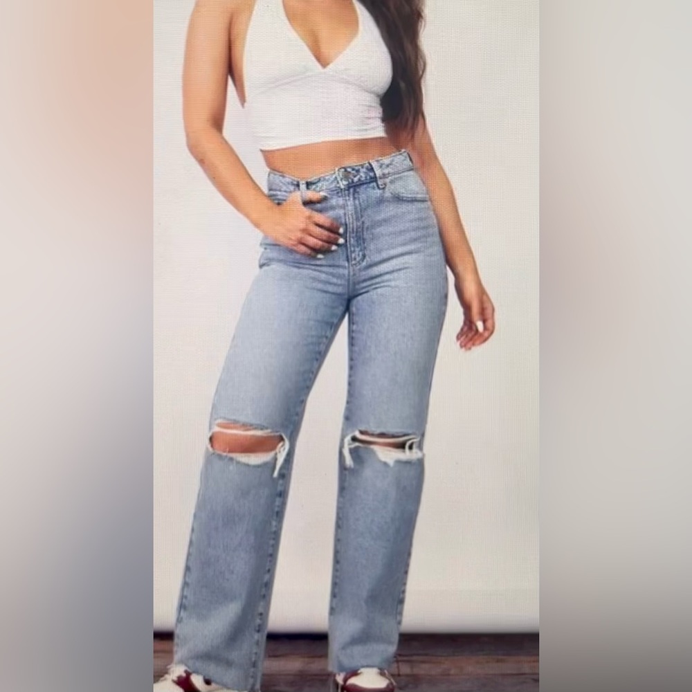 Garage Denim Wide Leg Distressed Jean in Mila Blue Size 01 or 25